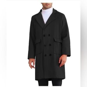 Lars Amadeus Winter Coats for Men's Notched Collar Double Breasted Long Trench
